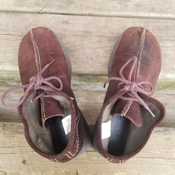 Vintage 90s y2k Lower East Side Brown Suede Leather Chunky Platform Ankle Boots - Picture 7 of 9